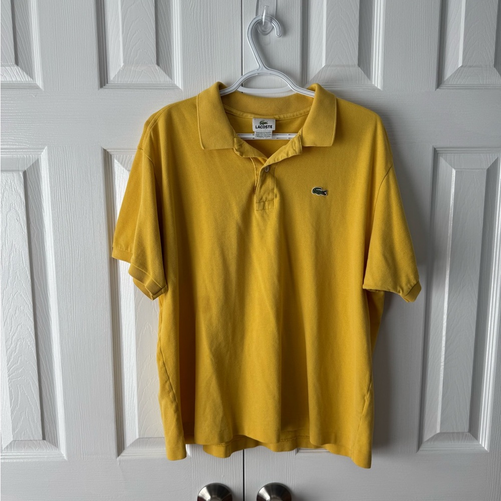 Lacoste Yellow Cotton Polo Shirt 2XL – Classic Fit with Iconic Croc Logo